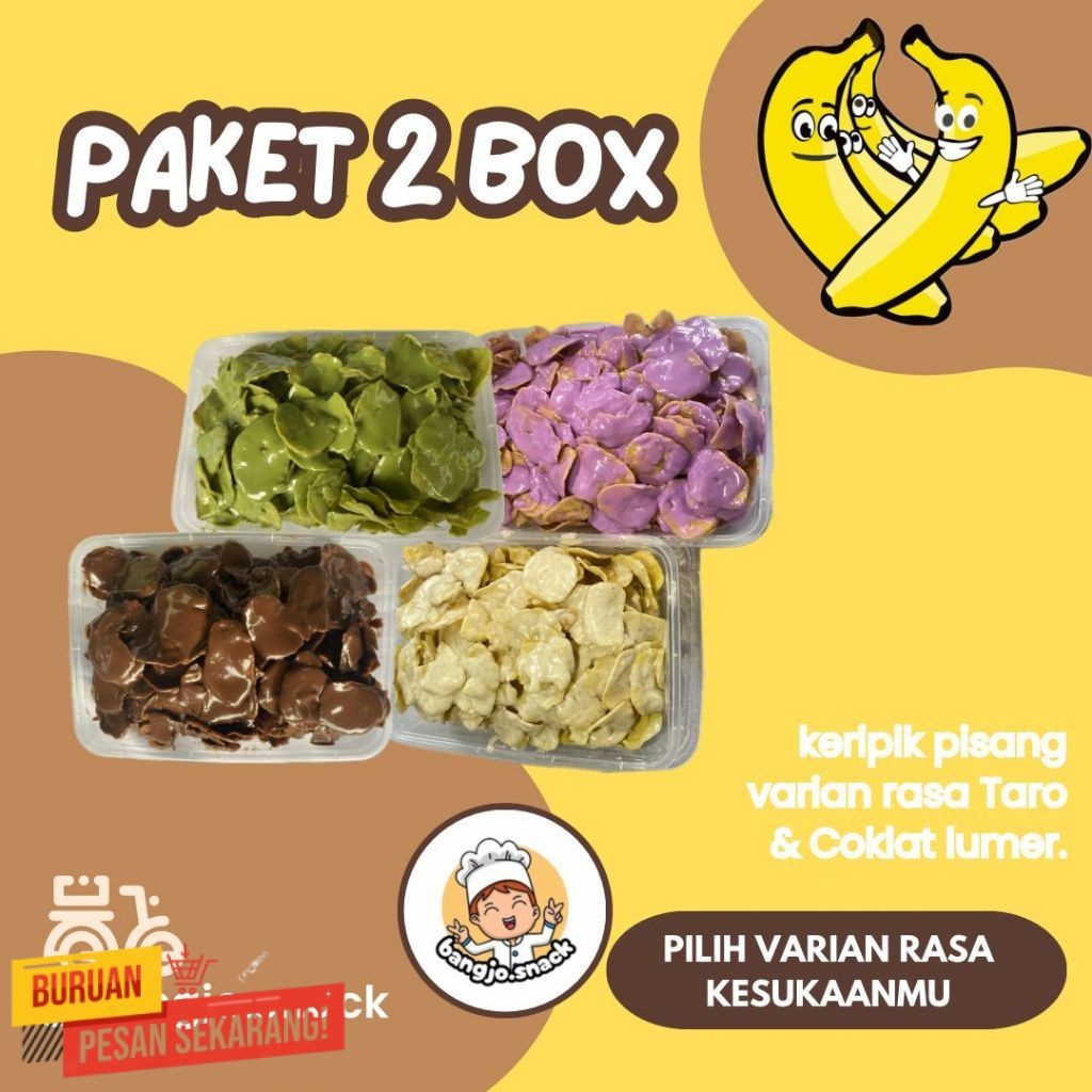 

Keripik Pisang Lumer Paket Hemat 2 BOX Pisang Coklat Lumer