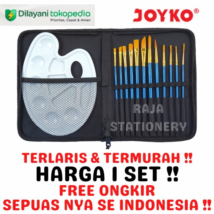 

PRODUK TERLARIS Joyko Brush Set + Palette / Set Kuas Lukis Cat Acrylic + Palet BRS-7