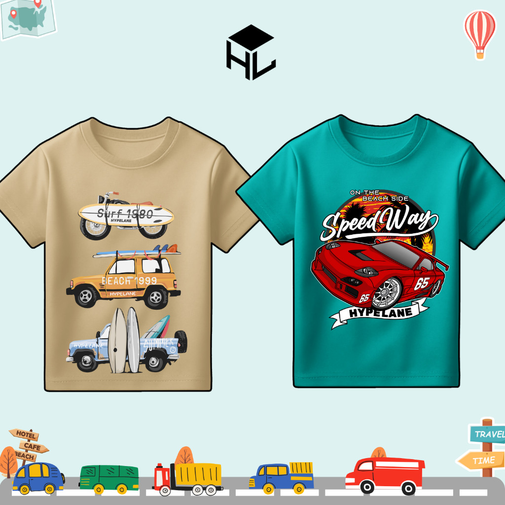 Baju Kaos Distro Anak Laki Laki Karakter Mobil Cowok Keren Umur 1 - 10 Tahun -  - DTF2