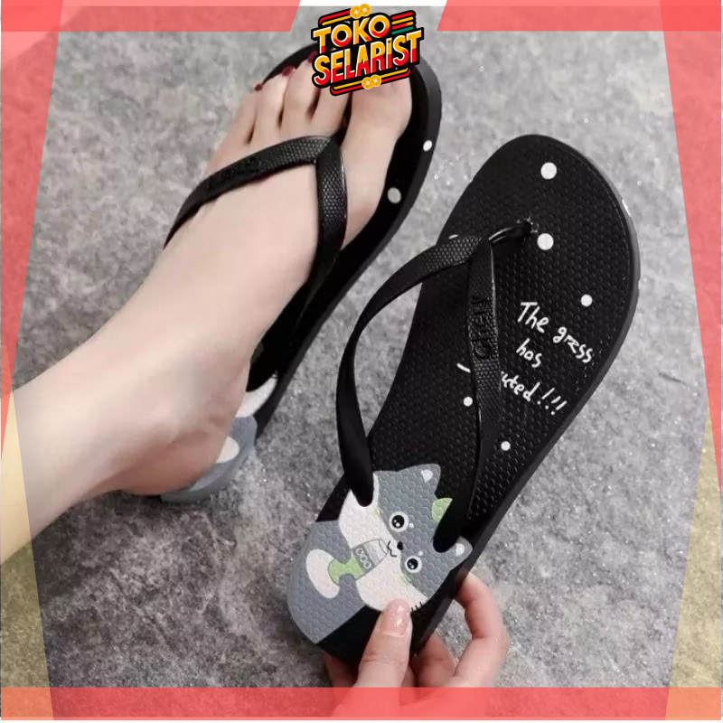 COD Makassar Sandal jepit wanita Sendal Jepit wanita Sandal kucing