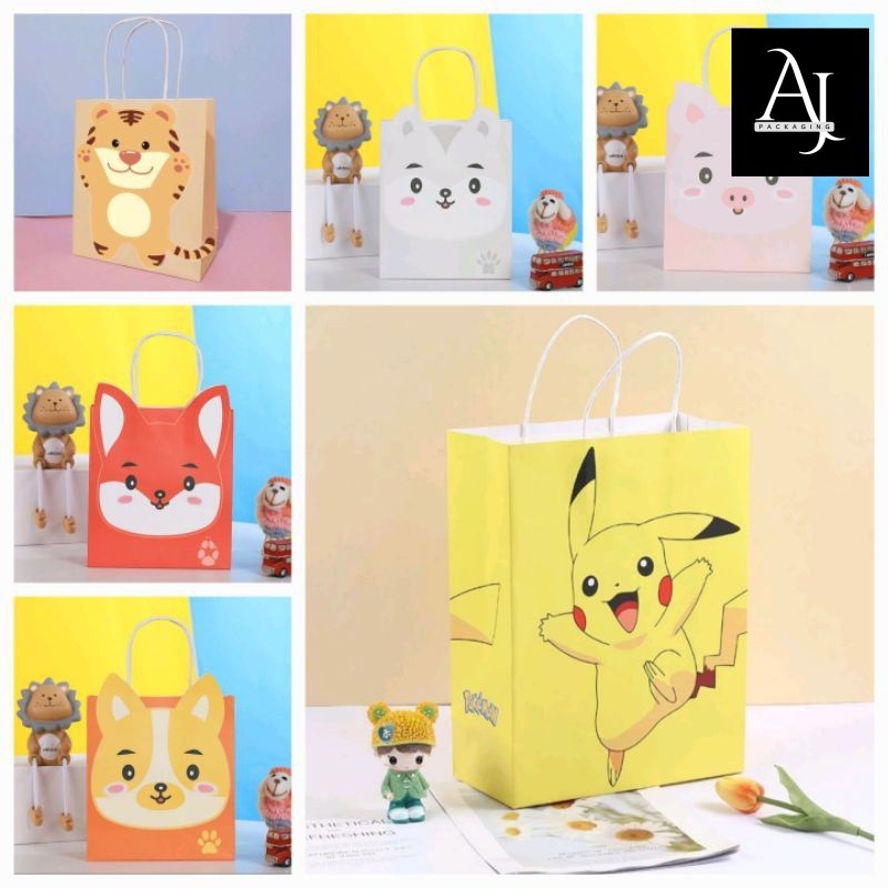 

Satuan - Paperbag goodiebag ultah anak POKEMON Pikachu Animal souvenir anak ultah