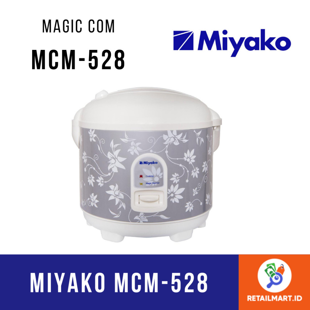 Miyako MCM-528 Rice Cooker Magic Com 1,8 LITER 3 IN 1 MCM 528 Silver Flower