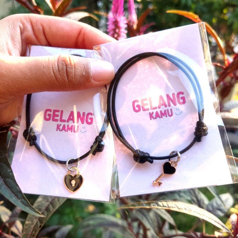 GELANG GEMBOK KUNCI PASANGAN / GELANG PASANGAN / GELANG TALI COUPLE GEMBOK KUNCI