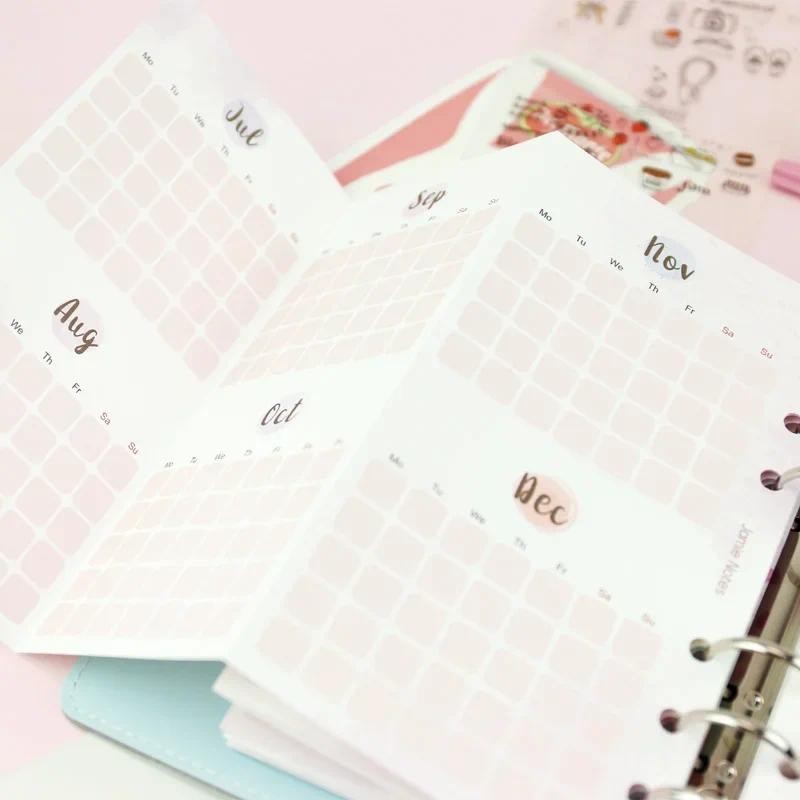 

Fromthenon Pink Cute Monthly Planner Inserts A5 A6 Notebook Refill Filler Papers 2024 2025 Agenda Planner School Stationery