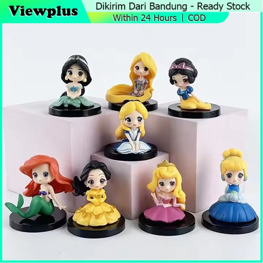 8Pcs Princess Figure Disney Princess Figure / Cinderella Rapunzel Belle Snow White Aurora / Mainan T