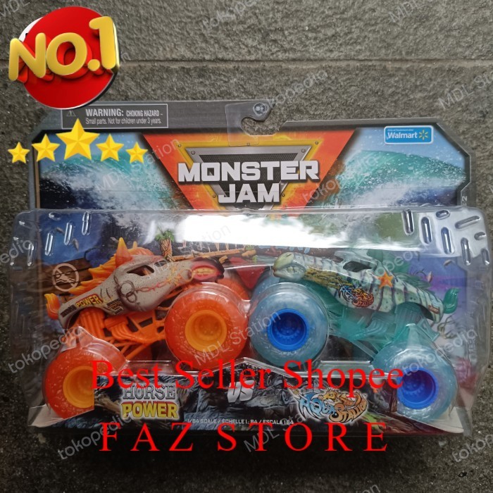 Toy Spin Master Monster Jam Earth VS Surf  HORSE POWER VS AQUA STALLION FAZ Store