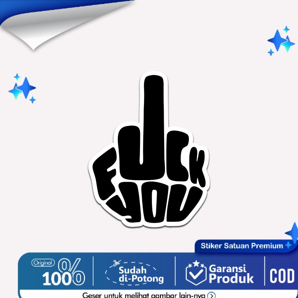 

Stiker Hitam Glossy Meme Middle Finger Sticker Fucek Laptop Notebook Koper Gitar