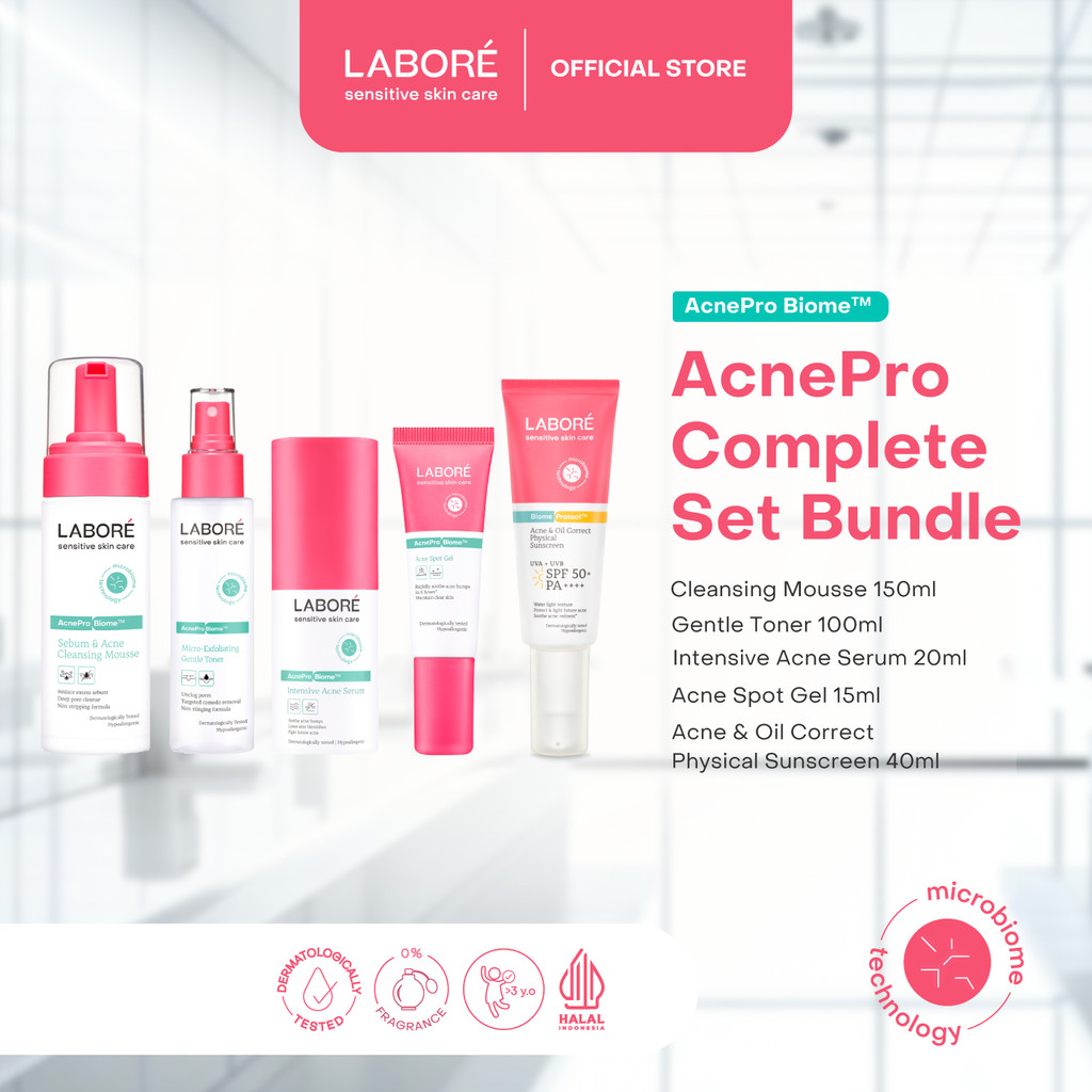[Best Sunscreen by US Dermatologist] Labore AcnePro Complete Set Bundle (Cleansing Mousse 150ml Gent