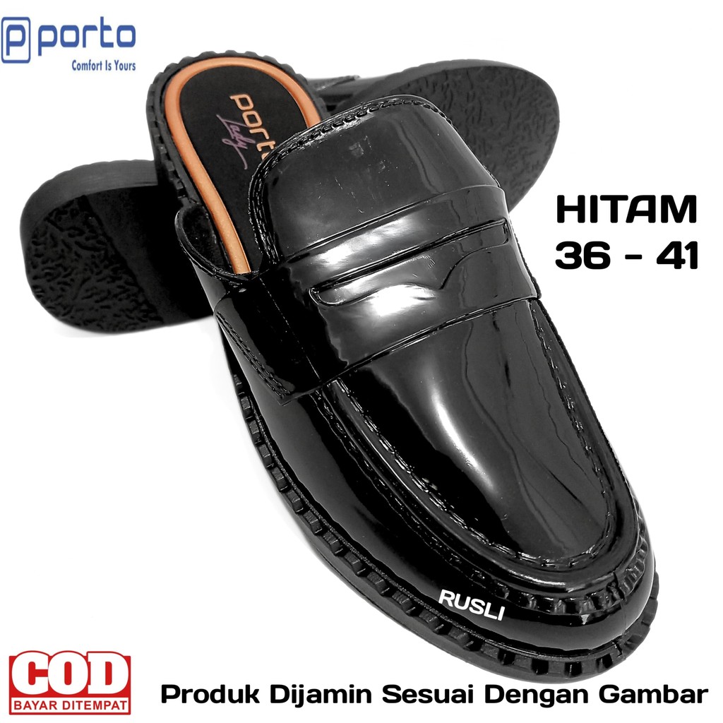 (COD) Sepatu Sandal Wanita Modis Kantor Hitam Porto PRD Jelly Shoes Kerja Karet