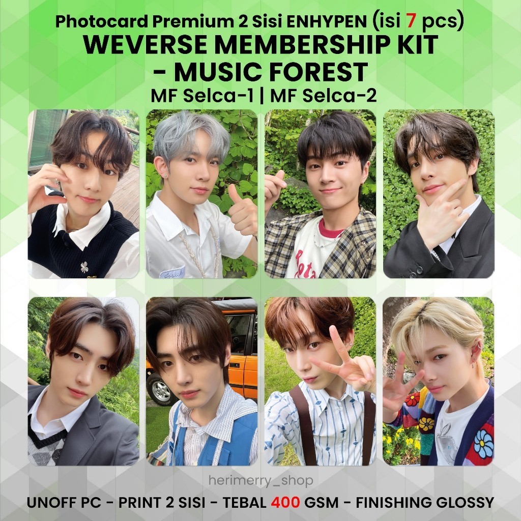 (ISI 7 PCS) Photocard ENHYPEN MUSIC FOREST WEVERSE MEMBERSHIP KIT ENHA - Potocard PC Premium 2 Sisi 