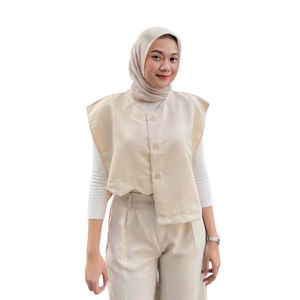 Vest Rompi Wanita Korean Style-Baju Putih
