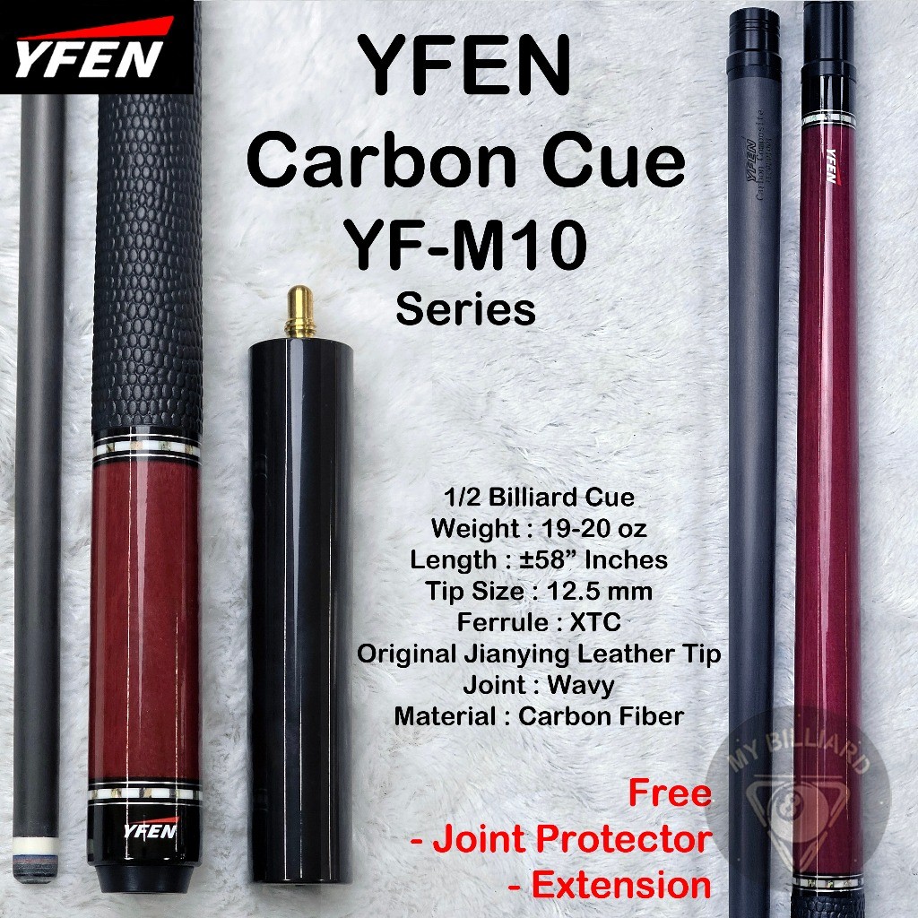 YFEN M10 Stick Billiard Yfen Carbon Cue 12.5mm + Extension - YF Series Jianying murah