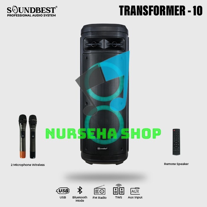 SPEAKER PORTABLE SOUNDBEST TRANSFORMER 10 (DOUBLE WOOFER)