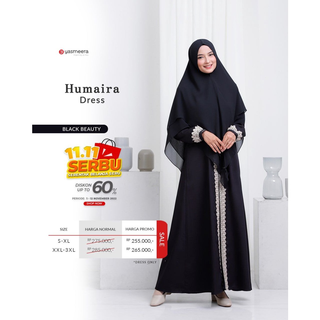 YASMEERA - HUMAIRA DRESS / GAMIS SYARI / GAMIS MUSLIMAH / GAMIS SYARI / GAMIS KATUN / GAMIS UMROH HA