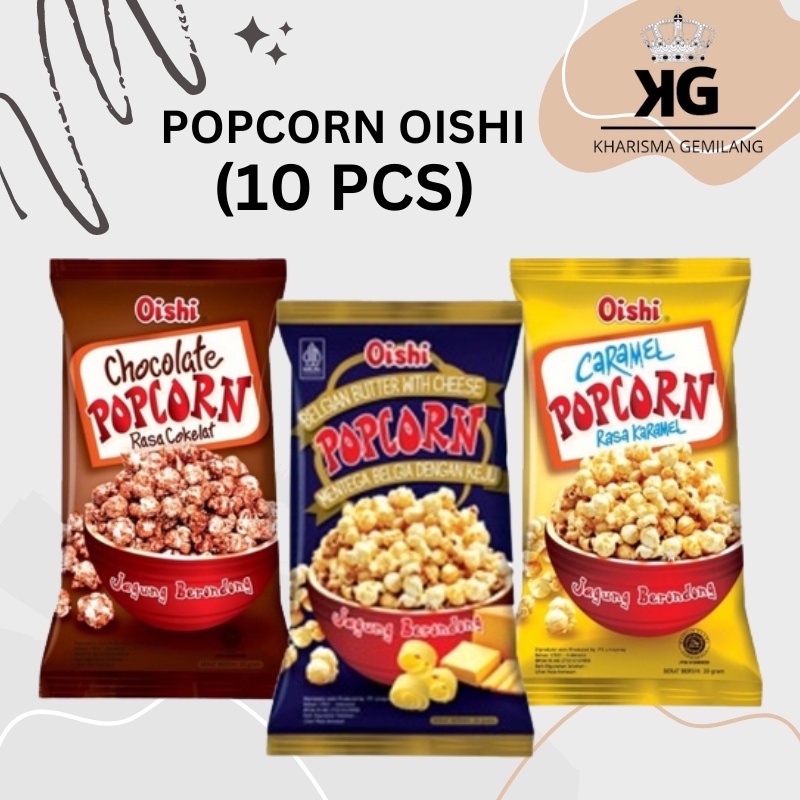 

OISHI - POPCORN OISHI 20g (10 Pcs) Karamel Coklat Mentega Keju Popcorn Cemilan Bioskop Snack Murah Manis Kiloan