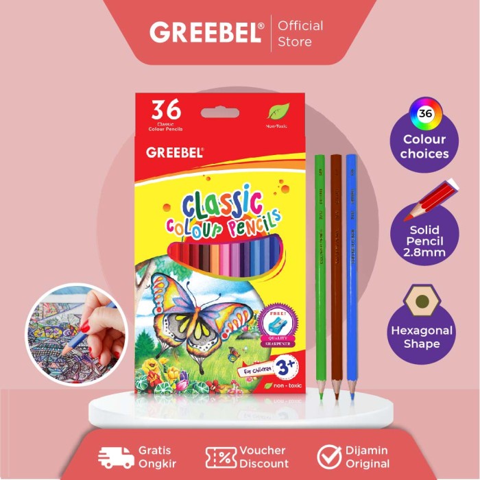 

ORI!! GREEBEL PENSIL WARNA 7036 CLASSIC COLOR ISI 36 Colouring Color Pencil