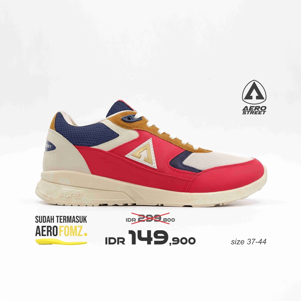 Aerostreet 37-44 Osaka Krem Merah Navy - Sepatu Sneakers Sport