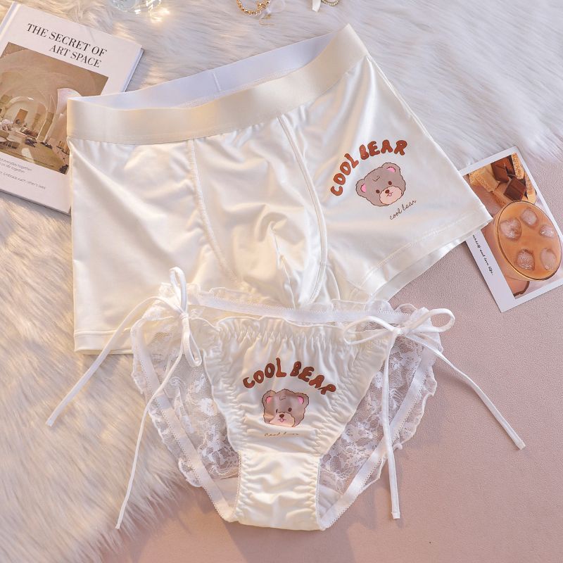 Two sets of couple underwear, light luxury and cute couple underwear set