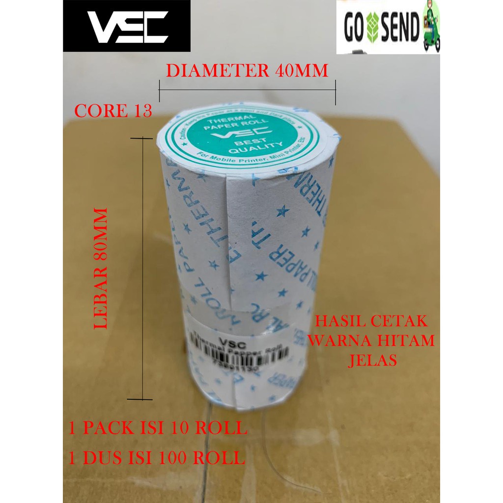 

Kertas Struk Kasir 80x40mm Thermal Printer mobile 80mm Portable - HASIL CETAK HITAM