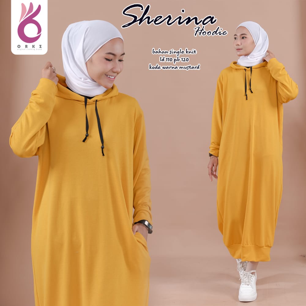 Sherina Hoodie By OriKenzo Single Knit Hoodie Dress Wanita