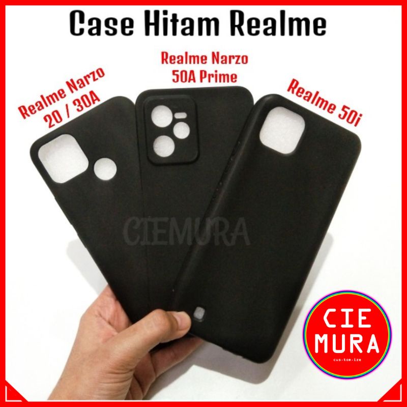 CIE Softcase Hitam Narzo 50A 50i Prime 20 Pro 30A 50 5G N53 Realme Black Matte Case Polos Lentur Sli