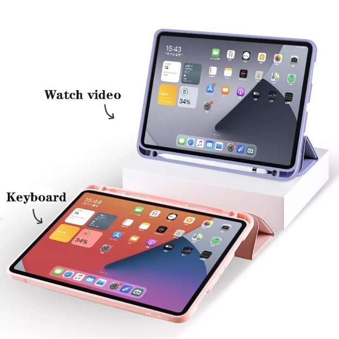 SMART CASE PEN SLOT iPad Pro 11/2/3/4/7/8/9.7/10.5/Mini 2/3/4/5 Karet with Stylus Case