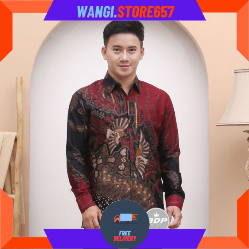 BAJU KEMERJA BATIK POLOS MOTIF KEREN PRIA  LAKI" MAS" BAPAK" / KEMEJA BAJU BATIK PRIA LENGAN PANJANG