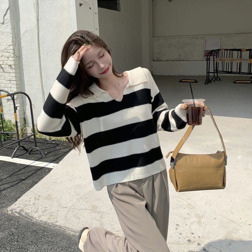Sweater Rajut Oversize Atasan Knitted Fuji Outer Rajut Trendy-2