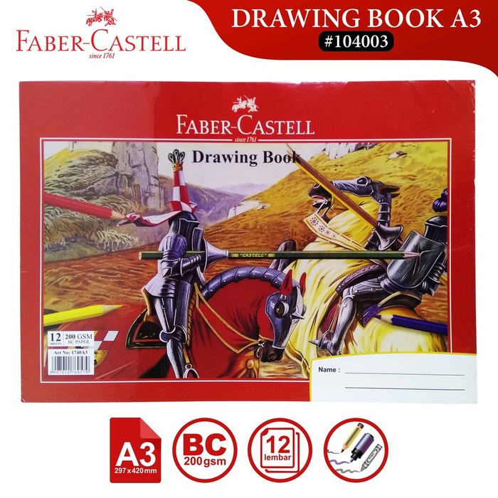 

BUKU GAMBAR A3 12 LEMBAR FABER CASTELL DRAWING BOOK KERTAS LUKIS TEBAL