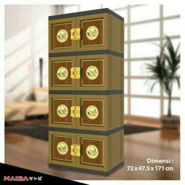 Lemari Plastik Naiba 4 Susun Batik (Harga Obtal)