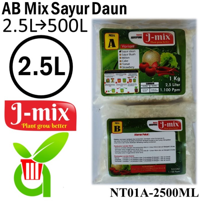 Nutrisi Hidroponik AB Mix J-Mix 2.5 Liter Untuk 500 Liter Nutrisi