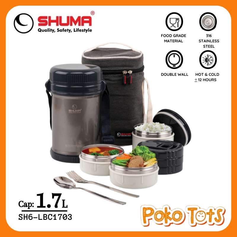 Shuma Vacuum Insulation Lunch Jar 1.7 Liter SH6-LBC1703 Rantang Makan Stainless 3 Tingkat Shuma