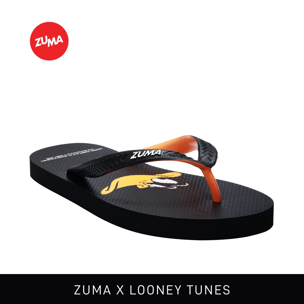 Zuma Men x Daffy, Sandal Jepit Pria Karet Polos, Hitam