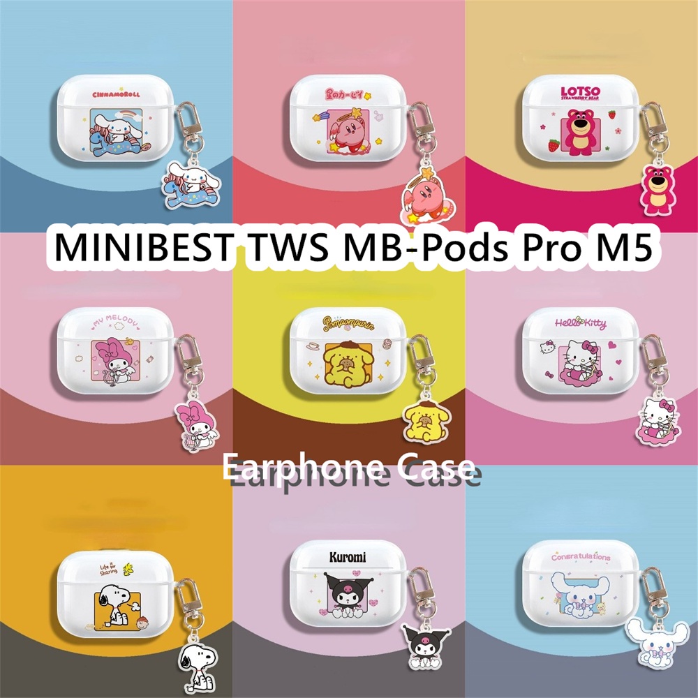 Umstore Untuk MINIBEST TWS MB-Pods Pro M5 Case Beruang stroberi anime transparan Soft Silicone Earph