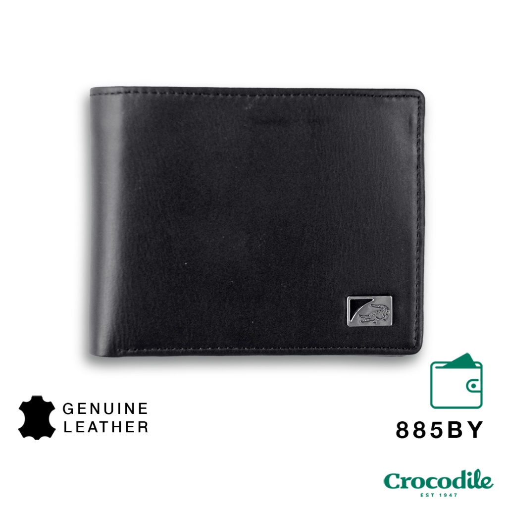 【COD】 Crocodile 885BY Dompet Pria Men Wallet Leather Kulit Original - Hitam
