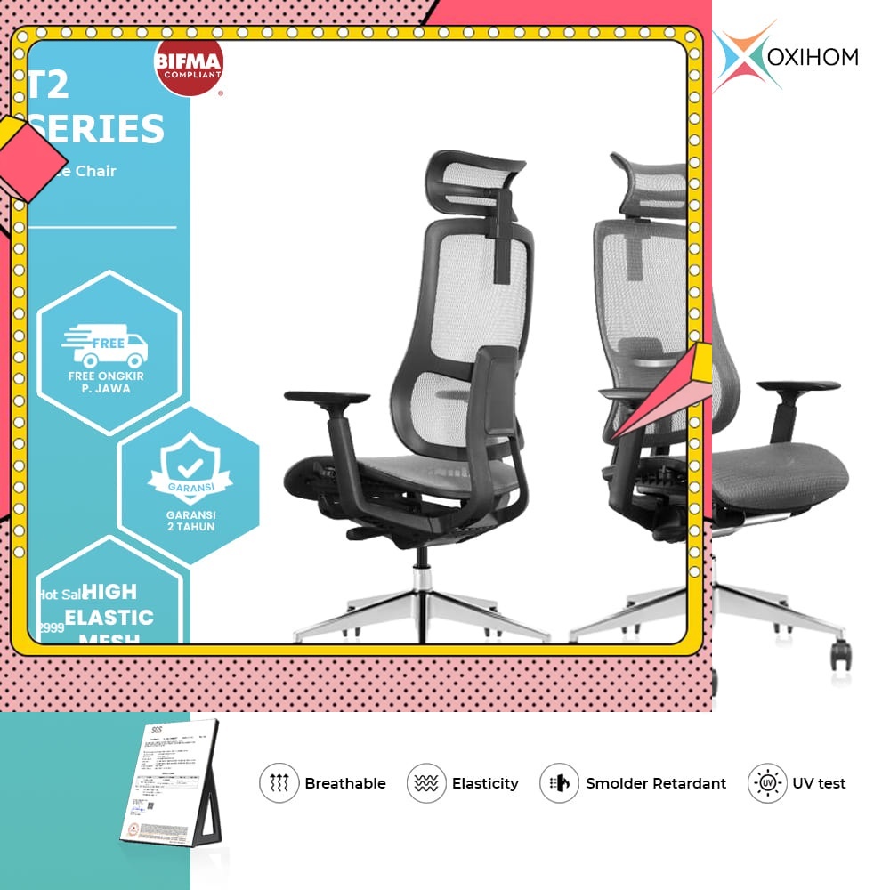 Oxihom T2 Full Mesh Kursi Kantor Kursi Gaming Belajar Jaring Hidrolik