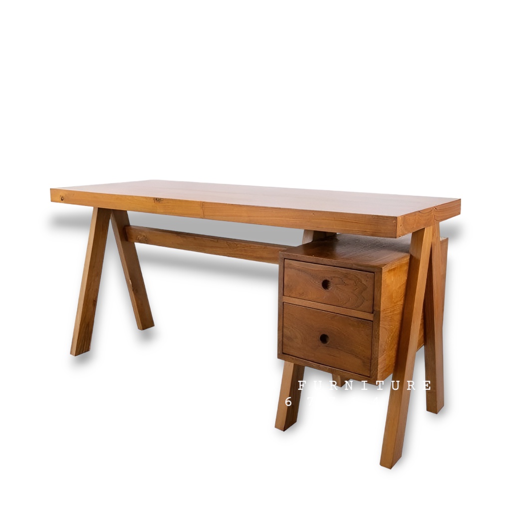 Meja Belajar Minimalis Kayu Jati Modern, Meja Belajar anak Simpel