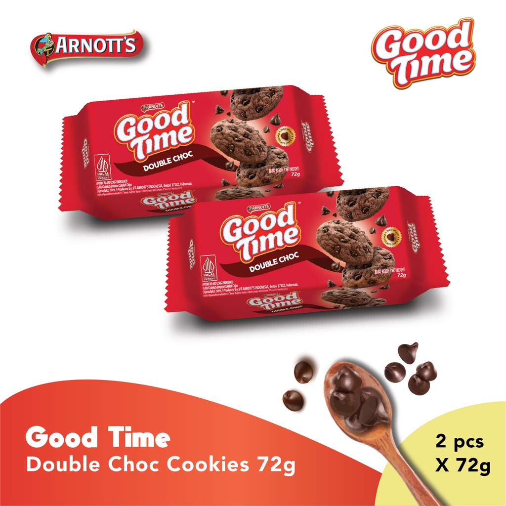 

Good Time Double Choc Chocochips Cookies 72gr x2