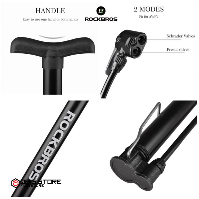 TERBARU POMPA BAN SEPEDA ROCKBROS A320 120PSI ORIGINAL