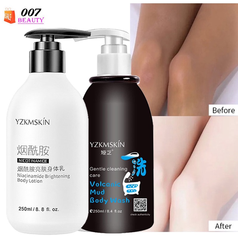 YZKMSKIN Body Lotion Pemutih + Sabun Lumpur Vulkanik Pemutih Badan Korea Pencerah Instant LIFUSHA 25