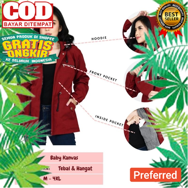 Jaket Parka Wanita Outdoor Gunung Musim Dingin Bahan Kanvas Premium Original// ANAK DEWASA REMAJA JA
