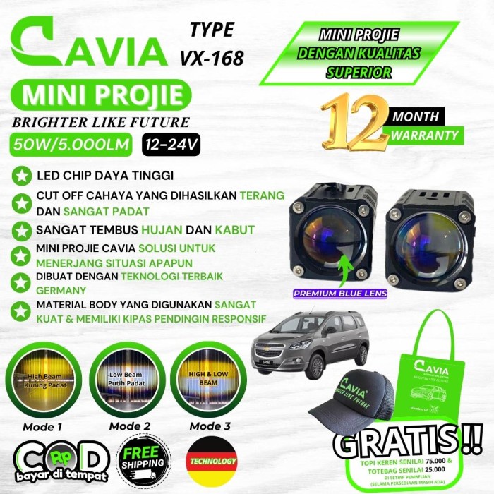 MINI PROJIE MOBIL LAMPU TEMBAK CHEVROLET SPIN LED FOGLAMP PREMIUM CAVIA