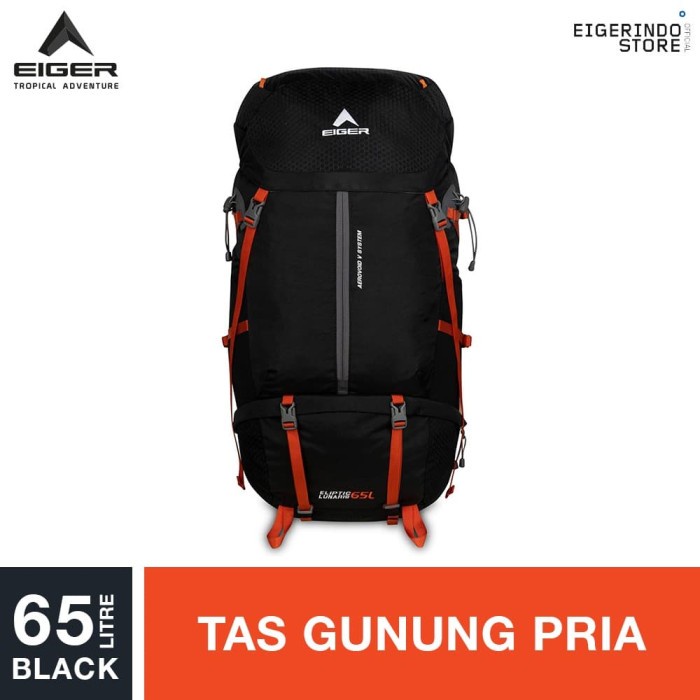 v P0 EIGERoriiii Eliptic Solaris 65L 2A Rucksack - Black 65L
