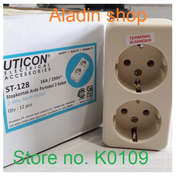 Colokan listrik 2lubang uticon 2 lubang stopkontak st-128 Stop kontak -OLL