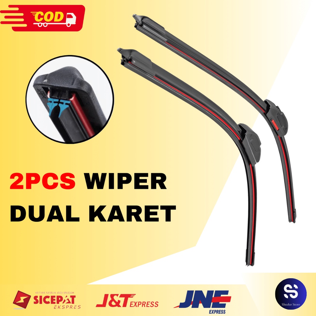 Wiper Dual Blade - Honda Civic Wonder - Wiper Frameless Dual Karet Tanpa Rangka Besi - Shudur Store