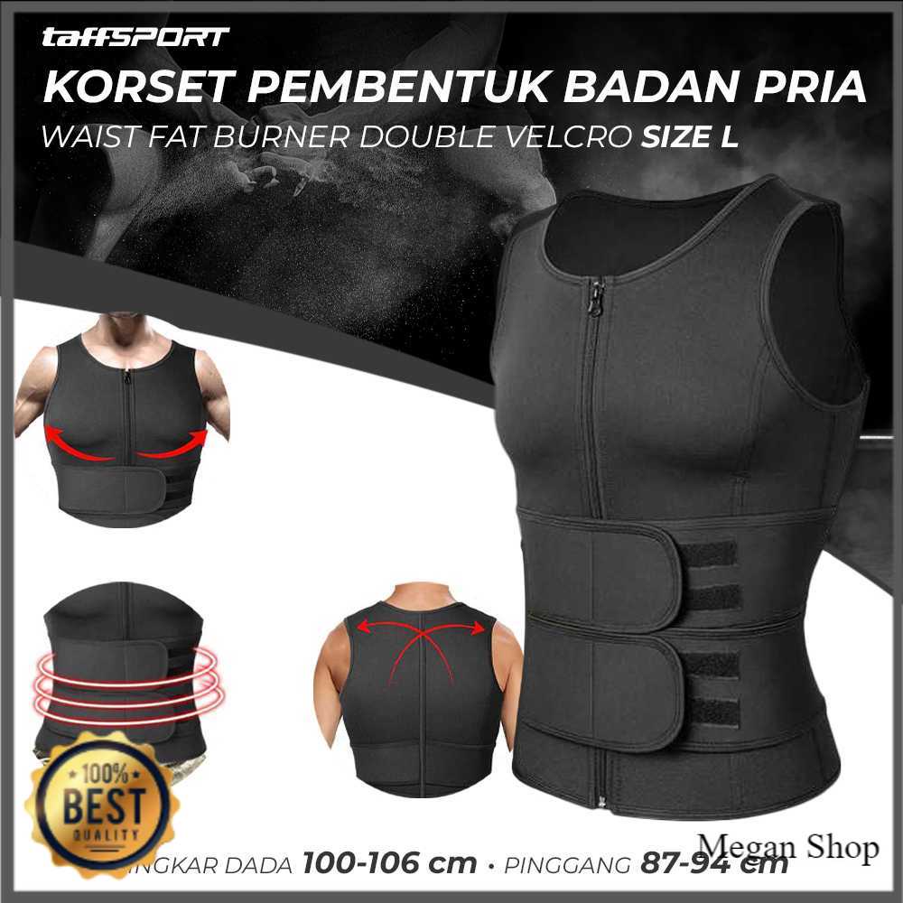 Korset Pembentuk Badan Pria Tubuh Ideal Waist Fat Burner Double Velcro