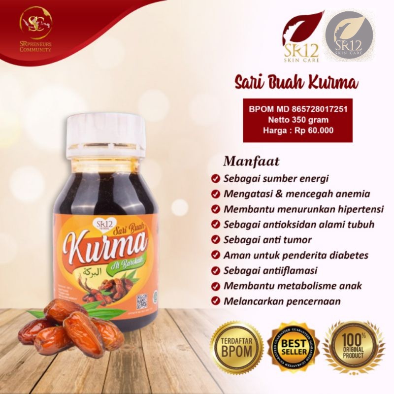 

SARI BUAH KURMA SR12 / SARI KURMA ASLI SR12 / MENINGKATKAN STAMINA TUBUH / MENCEGAH ANEMIA