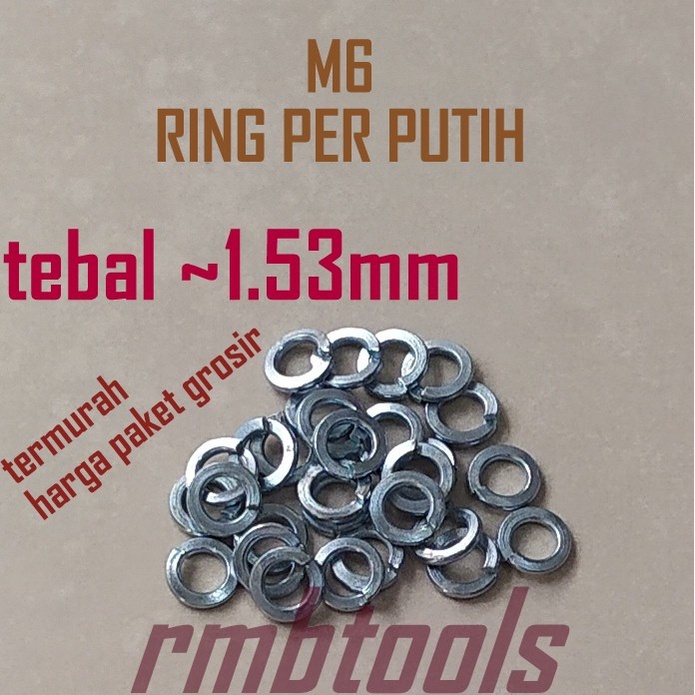 (100pcs) RING PER M6 PUTIH / RING VER PUTIH  M6 / SPRING WASHER M6