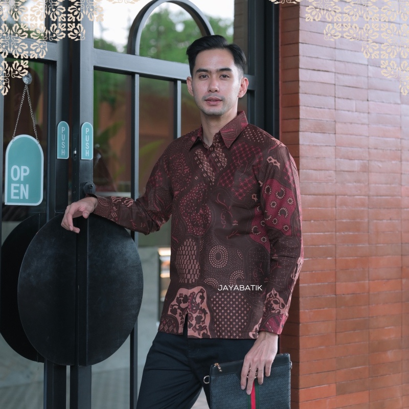 Batik Pria Lengan Panjang Solo Premium Full Furing Bahan Katun Kemeja Batik Slimfit A10