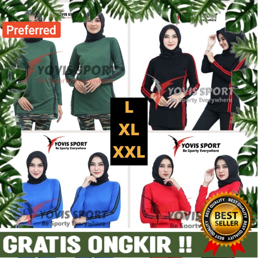 Kaos Baju Olahraga Senam Wanita Muslim Muslimah Baju Zumba Aerobic Cewek Kekinian Murah Terbaru// BA